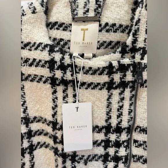 Ted Baker Black and White Plaid Cropped Jacket - Picture 6 of 11